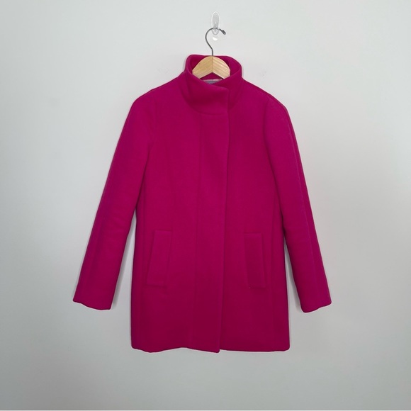 J. Crew Bright Pink City Cocoon Coat Wool trending preppy - Picture 7 of 13